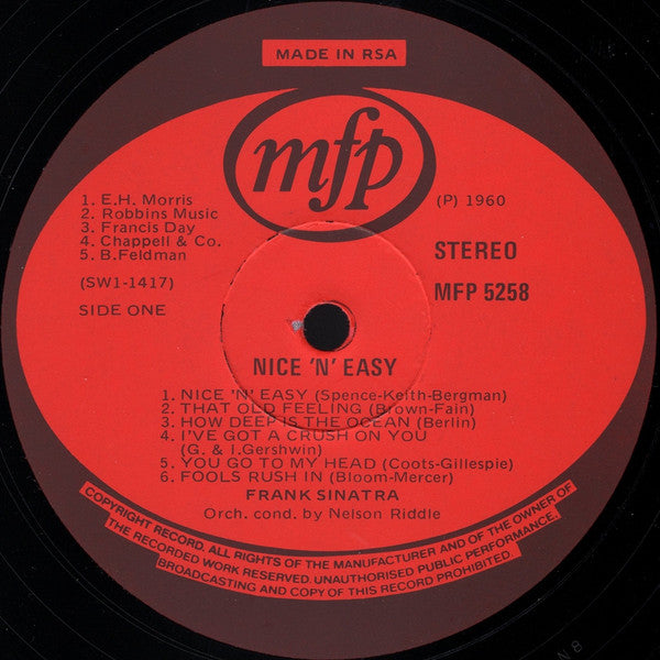 Frank Sinatra : Nice 'N' Easy (LP, Album, RE)
