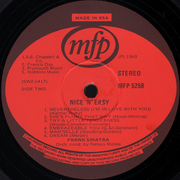 Frank Sinatra : Nice 'N' Easy (LP, Album, RE)