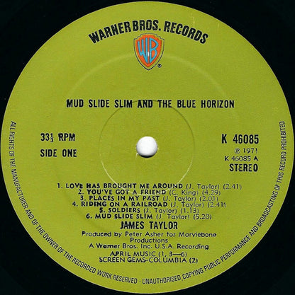 James Taylor (2) : Mud Slide Slim And The Blue Horizon (LP, Album, Gre)