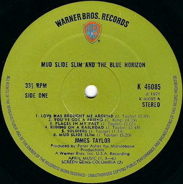 James Taylor (2) : Mud Slide Slim And The Blue Horizon (LP, Album, Gre)
