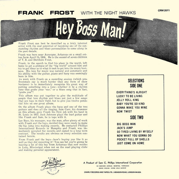 Frank Frost With The Night Hawks* : Hey Boss Man! (LP, Album, RE)