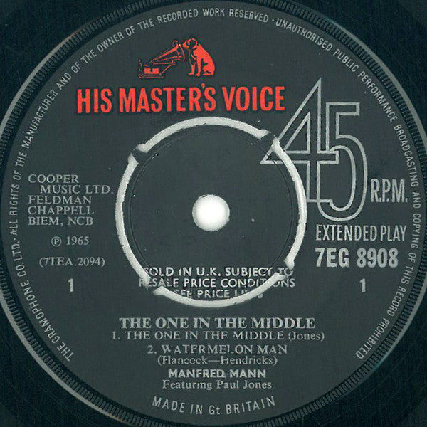 Manfred Mann : The One In The Middle (7", EP, Mono)
