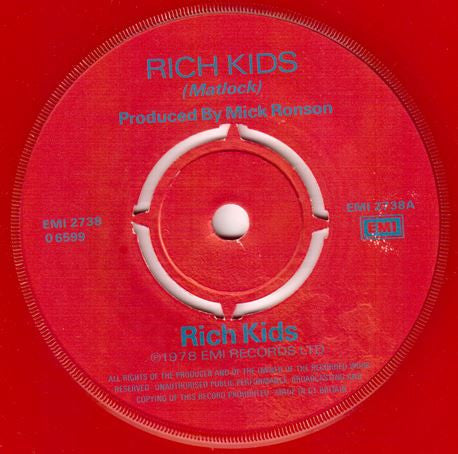 Rich Kids : Rich Kids (7", Single, Red)