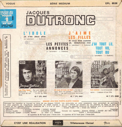 Jacques Dutronc : J'aime Les Filles (Si Vous Etes Comme Ça Téléphonez Moi) (7", EP)