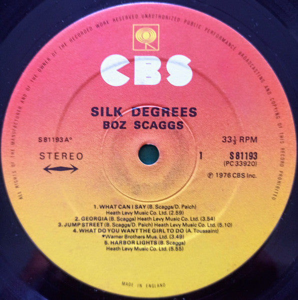 Boz Scaggs : Silk Degrees (LP, Album)