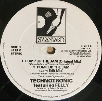 Technotronic Featuring Felly : Pump Up The Jam (12", Single)