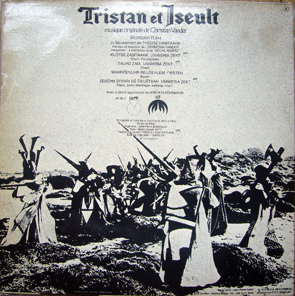Christian Vander : Tristan & Iseult (Musique Originale Du Film D'Yves Lagrange) (LP, Album, RE)