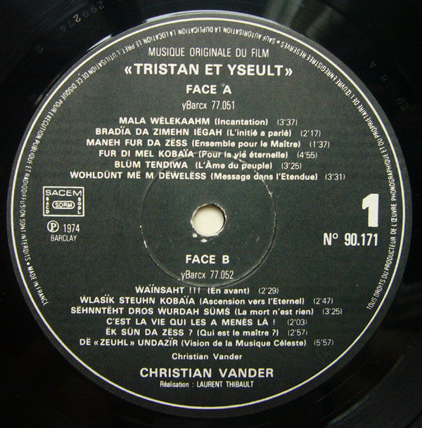 Christian Vander : Tristan & Iseult (Musique Originale Du Film D'Yves Lagrange) (LP, Album, RE)