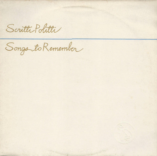 Scritti Politti : Songs To Remember (LP, Album, PRS)