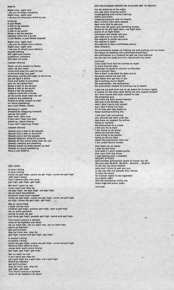 Benjamin Zephaniah : Rasta (LP, Album)