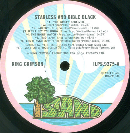 King Crimson : Starless And Bible Black (LP, Album, Gat)