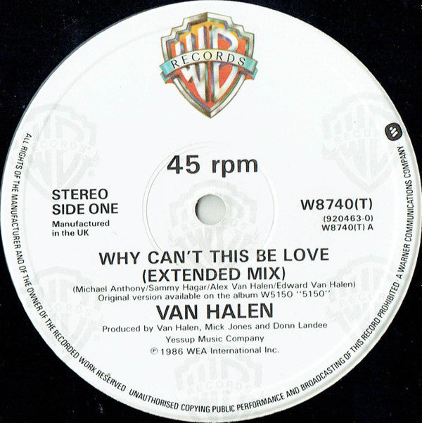Van Halen : Why Can't This Be Love (Extended Mix) / Get Up (12", PRS)