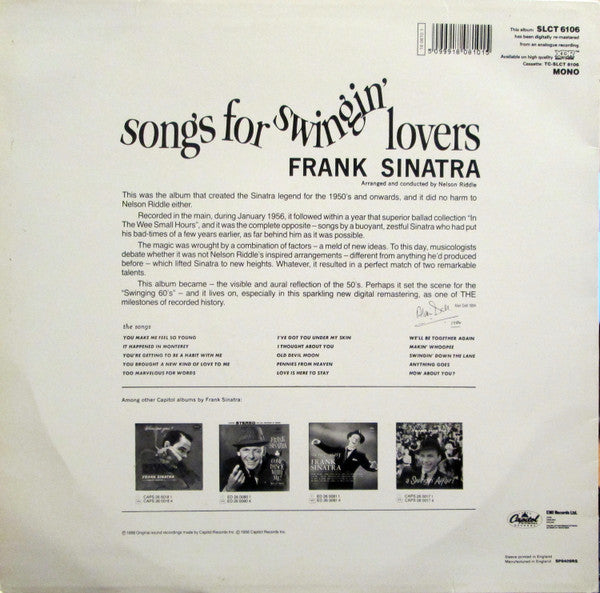 Frank Sinatra : Songs For Swingin' Lovers! (LP, Mono, RM, Bar)