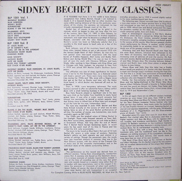 Sidney Bechet : Jazz Classics Volume 1 (LP, Mono)