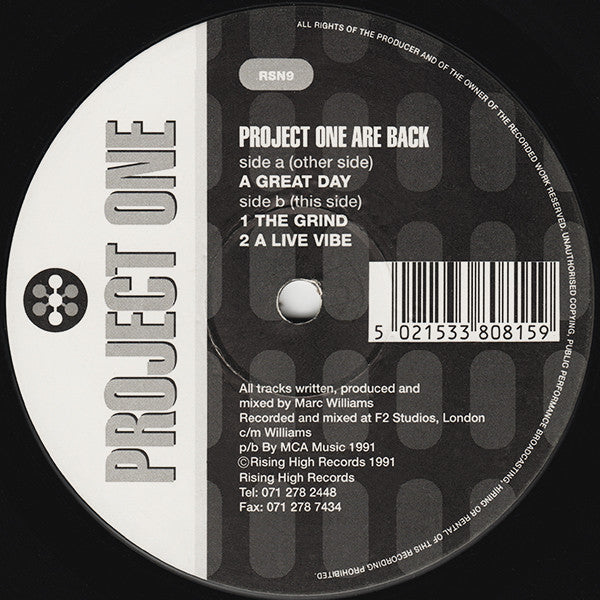 Project One : Project One Are Back (12")