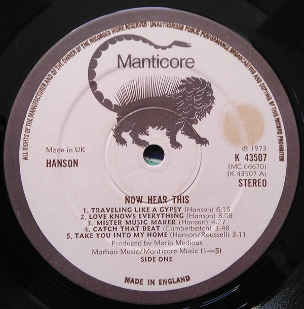 Hanson (4) : Now Hear This (LP, Album)