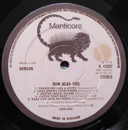 Hanson (4) : Now Hear This (LP, Album)