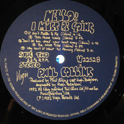 Phil Collins : Hello, I Must Be Going! (LP, Album, Gat)