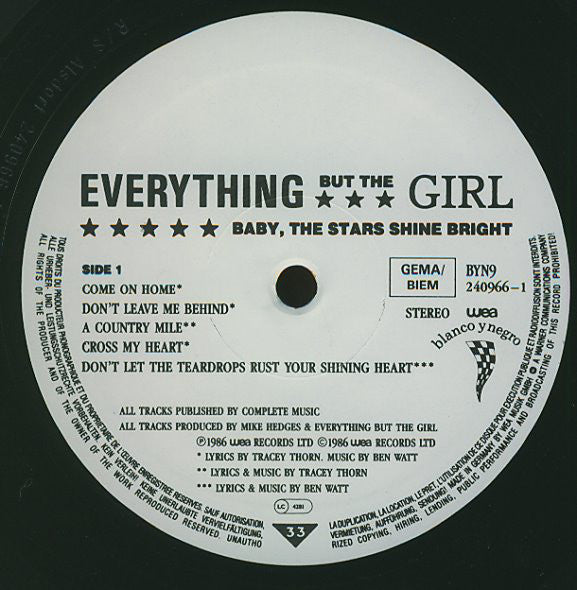 Everything But The Girl : Baby, The Stars Shine Bright (LP, Album, Glo)