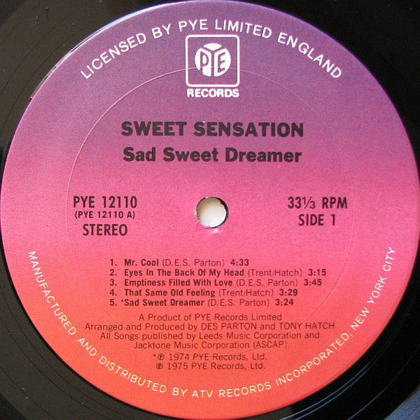Sweet Sensation (2) : Sad Sweet Dreamer (LP, Album, Pit)