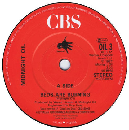 Midnight Oil : Beds Are Burning (7", Single)