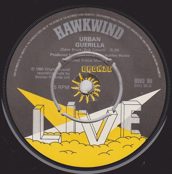 Hawkwind : Live - Shot Down In The Night (7", Single)