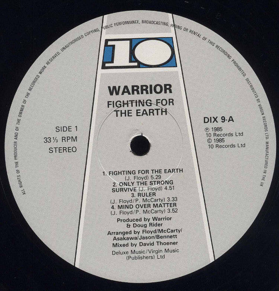 Warrior (6) : Fighting For The Earth (LP, Album)
