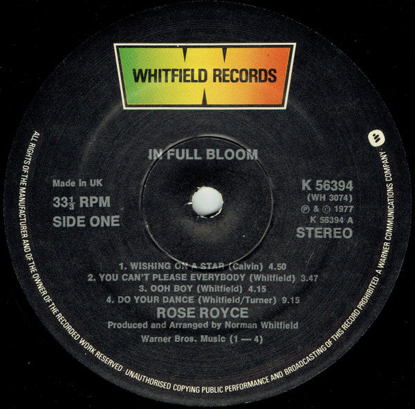 Rose Royce : In Full Bloom (LP, Album, Gat)