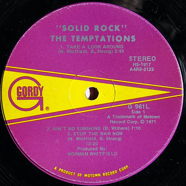 The Temptations : Solid Rock (LP, Album, Ind)