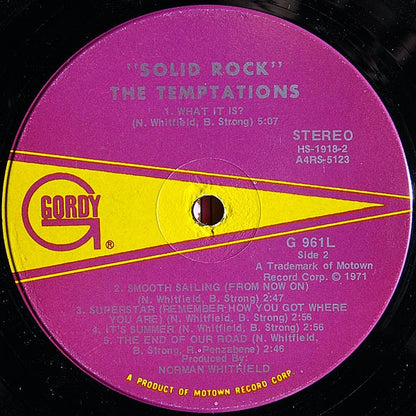 The Temptations : Solid Rock (LP, Album, Ind)