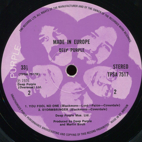 Deep Purple : Made In Europe (LP, Album, Gat)