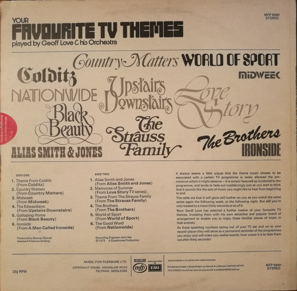 Geoff Love & His Orchestra : Your Favourite T.V. Themes (LP, Album, Ire)