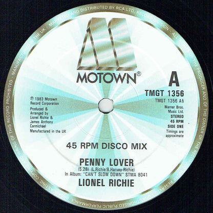 Lionel Richie : Penny Lover (Special Re-Mix Version) (12")