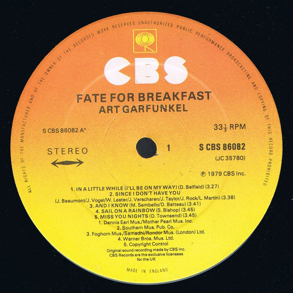 Art Garfunkel : Fate For Breakfast (LP, Album)