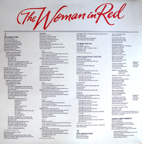 Stevie Wonder : The Woman In Red (Selections From The Original Motion Picture Soundtrack) (LP, Album, Gat)