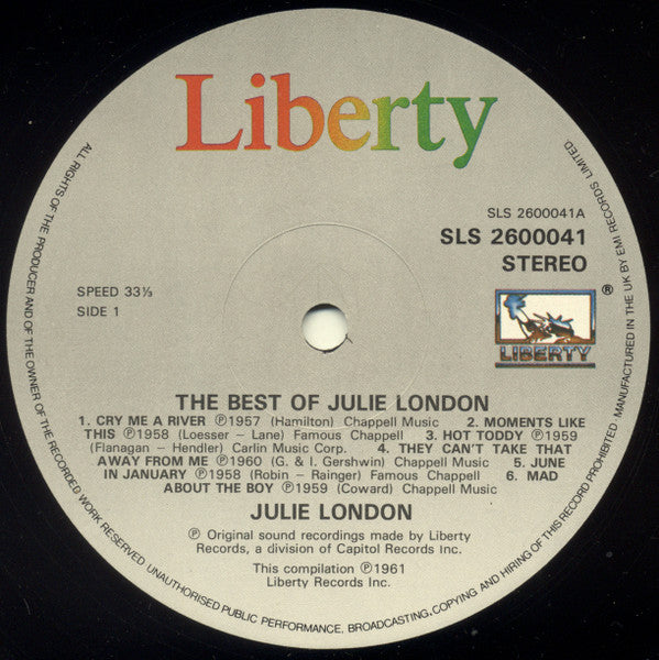 Julie London : The Best Of Julie (LP, Comp, RE)
