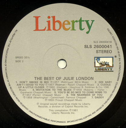 Julie London : The Best Of Julie (LP, Comp, RE)