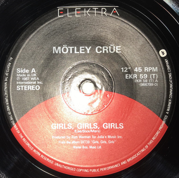 Mötley Crüe : Girls Girls Girls (12", Single)