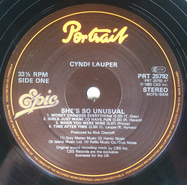 Cyndi Lauper : She's So Unusual (LP, Album)