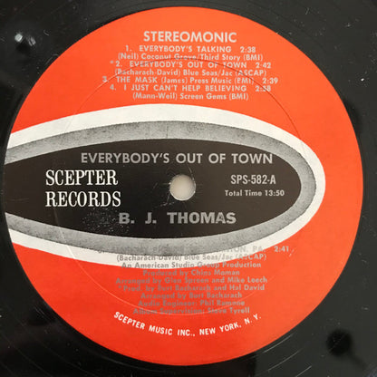 B.J. Thomas : Everybody's Out Of Town (LP, Album, Ste)