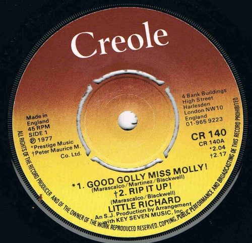 Little Richard : Good Golly Miss Molly / Rip It Up / By The Light Of The Silvery Moon (7", Single)