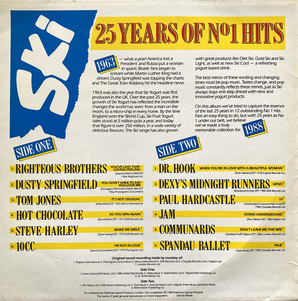 Various : Ski - 25 Years Of No 1 Hits (LP, Comp, Promo)