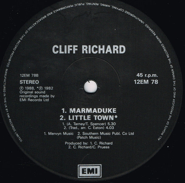 Cliff Richard : Mistletoe & Wine (12", Single)