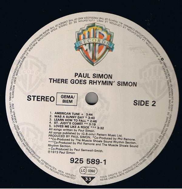 Paul Simon : There Goes Rhymin' Simon (LP, Album, RE)