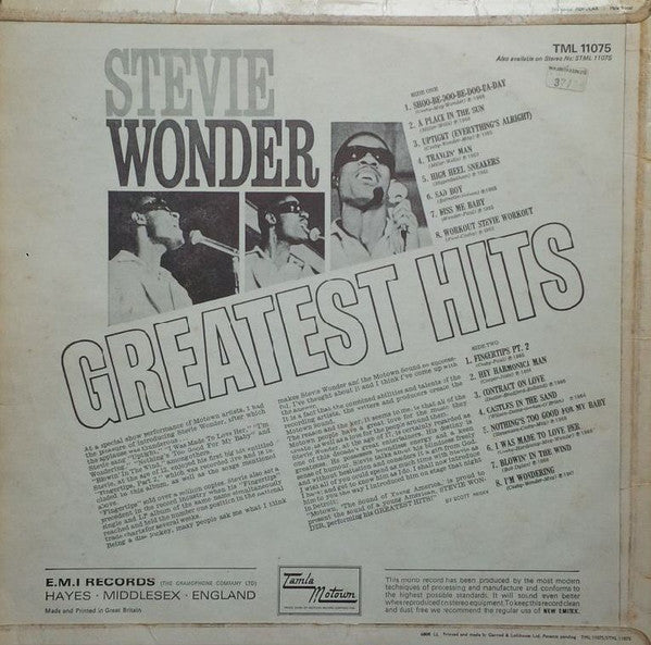 Stevie Wonder : Greatest Hits (LP, Comp, Mono)