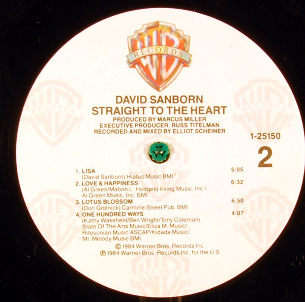 David Sanborn : Straight To The Heart (LP, Album, Spe)