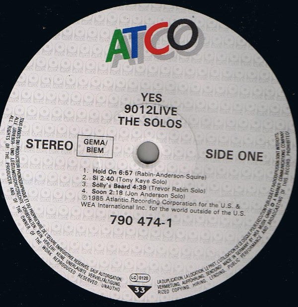 Yes : 9012Live • The Solos (LP, Album)