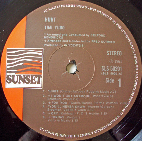 Timi Yuro : Hurt (LP, Album, RE)