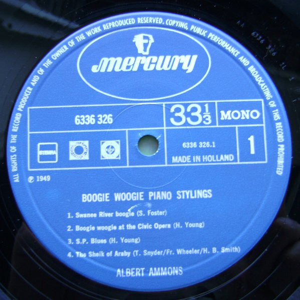 Albert Ammons : Boogie Woogie Piano Stylings (LP, Mono, RE)