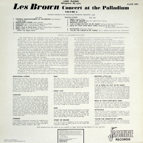 Les Brown And His Band Of Renown : Concert At The Palladium Vol 1 (LP, Album, Mono, RE)